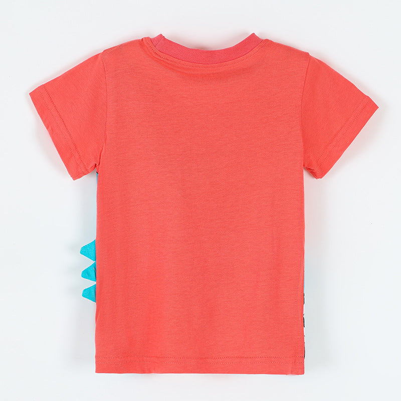 Dinosaur Print Short Sleeve Round Neck Kids T-Shirt
