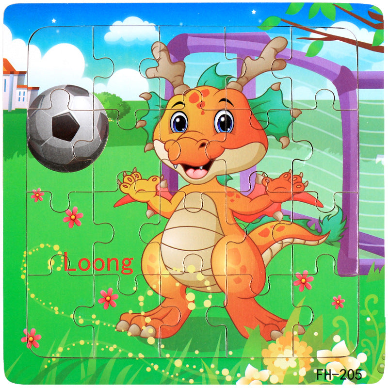 Wooden puzzle, children's animal puzzle, educational cartoon, flat puzzle toy for early childhood education