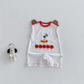 Baby Summer New Cartoon Dog Sleeveless Romper, Baby Casual Breathable Letter Romper