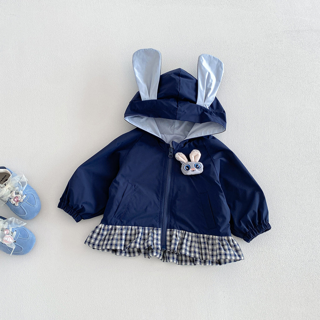Cute Rabbit Ears Outerwear Set for Baby Girls, Spring New Fashion Two-Piece Set with Cardigan and Leggings