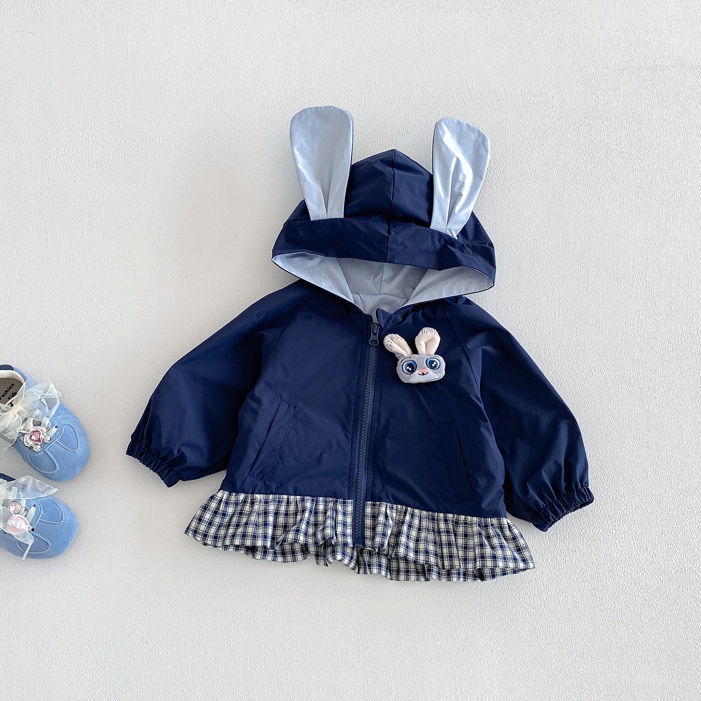 Cute Rabbit Ears Outerwear Set for Baby Girls, Spring New Fashion Two-Piece Set with Cardigan and Leggings