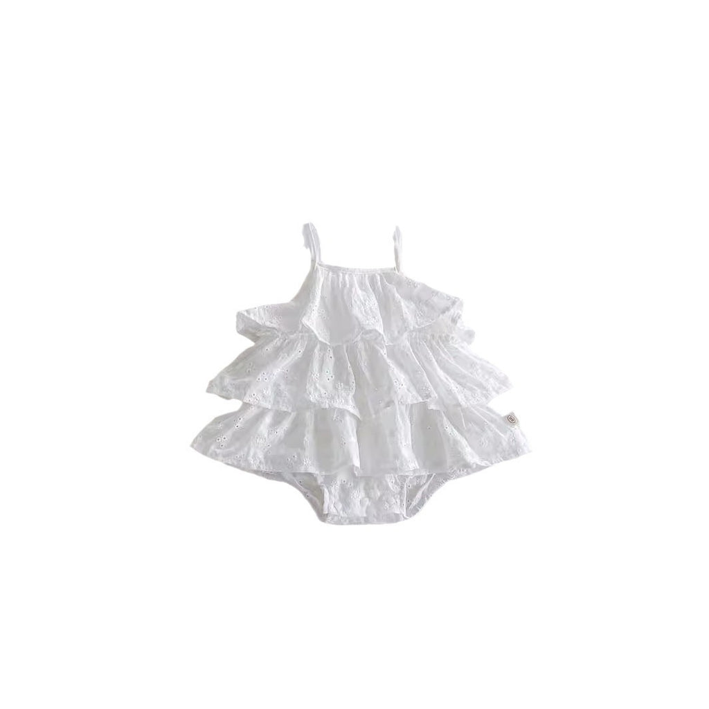 Summer baby girl floral spaghetti strap romper, baby fresh lace dress, newborn baby full moon outfit