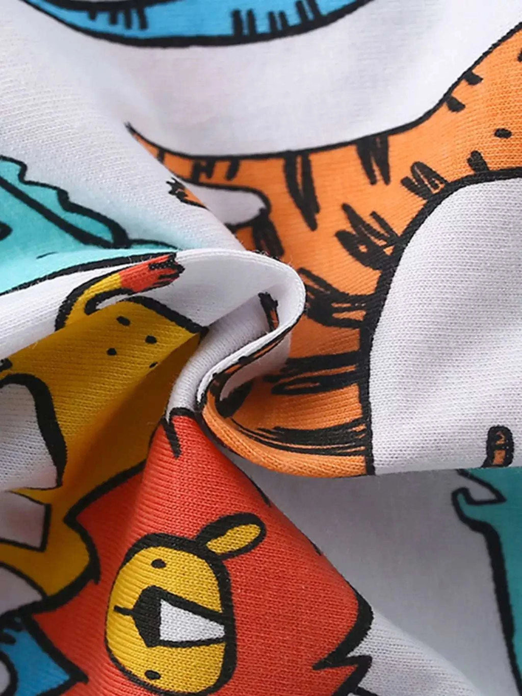 Childrens shorts side seam with animal print fabric and soft gathered edge