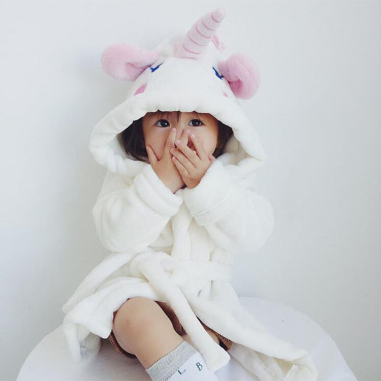 Flannel Bathrobe Children's Loungewear Cute Baby Unicorn Children's Sleep Robe Infant Bathrobe Drop Shipping