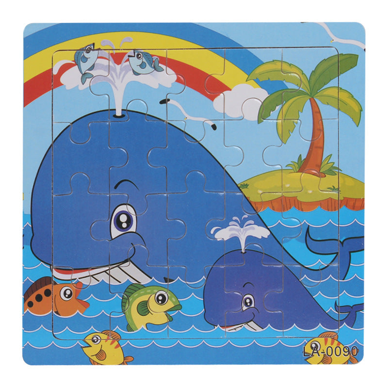 Wooden puzzle, children's animal puzzle, educational cartoon, flat puzzle toy for early childhood education