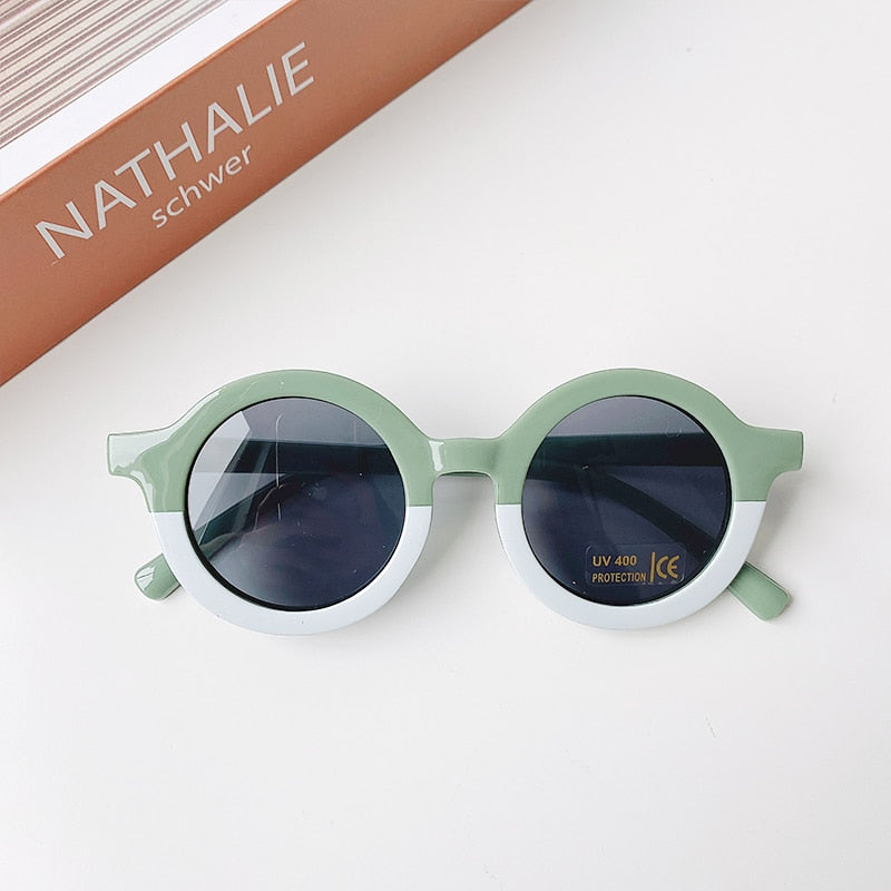 Children Boy Girl Cute Leopard Double Color Cartoon Bear Shape Round Sunglasses Kids Vintage Sunglasses UV400 Protection Classic