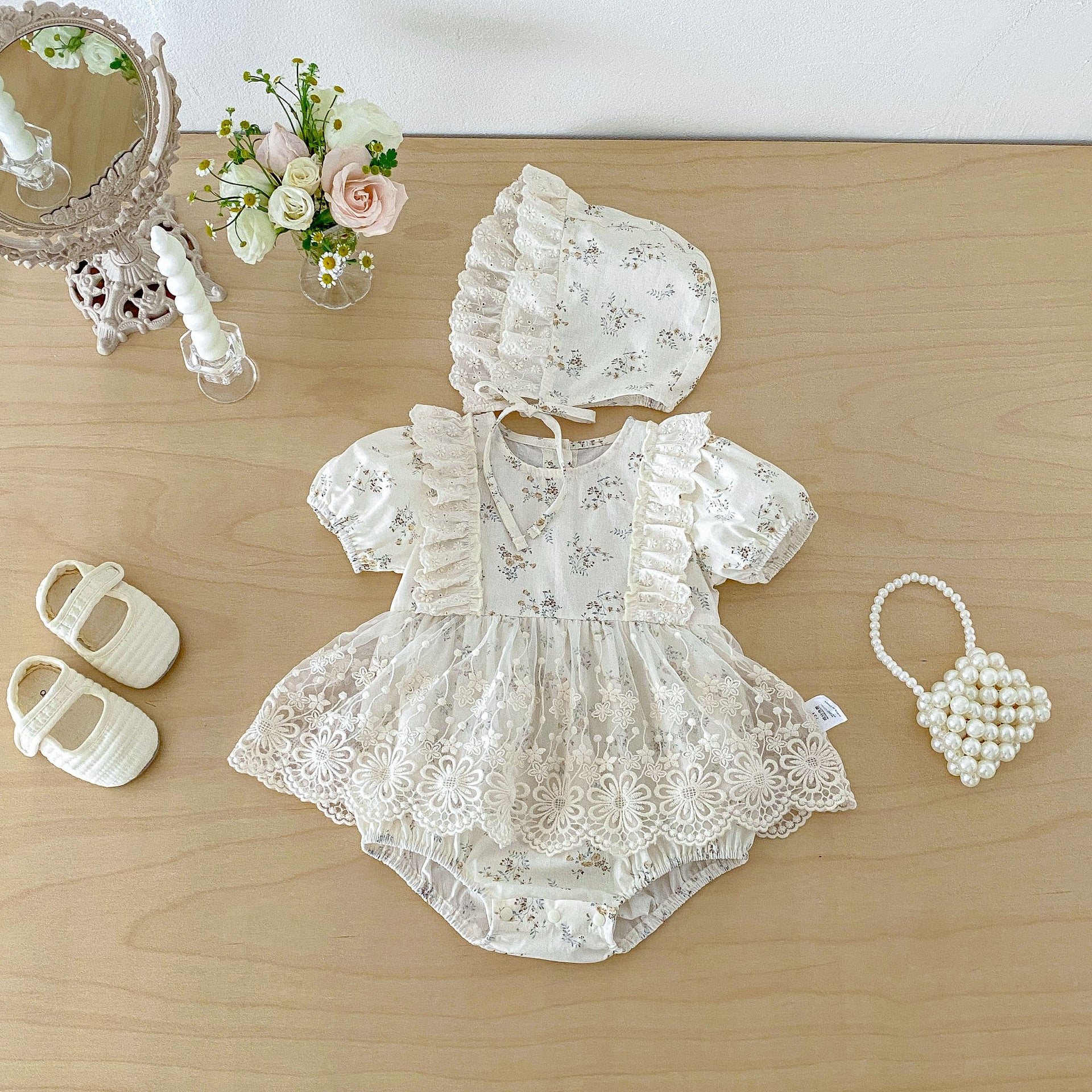 Baby Summer A-Class Clothes Girl Baby Romper Thin Lace Floral Princess Dress Newborn Bodysuit Cotton