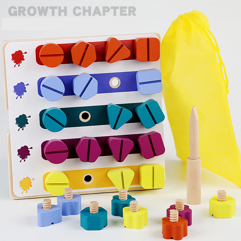 Children Screw Shape Matching Color Cognitive Nut Tool Early Education Hand-Eye Coordination Training Educational Toys