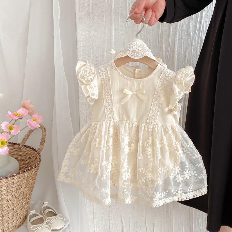 Cute Baby Girl Summer A-Class Infant Romper Newborn Clothes Lace Short Sleeve Triangular Crawling Suit