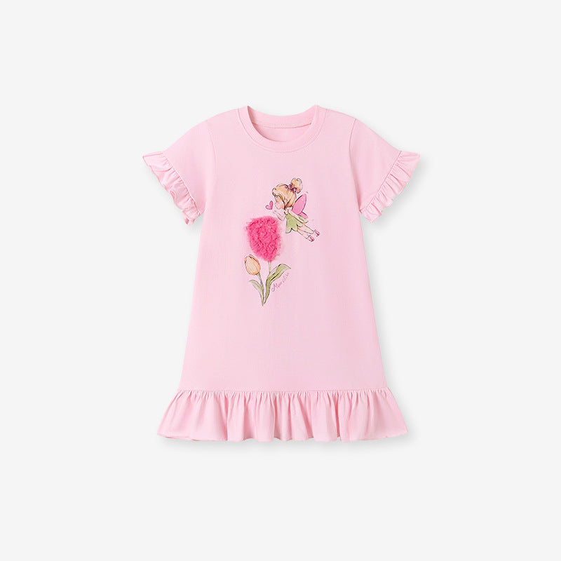 Kids' Summer Short Sleeve Cotton Dress for Girls