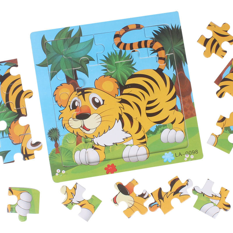 Wooden puzzle, children's animal puzzle, educational cartoon, flat puzzle toy for early childhood education