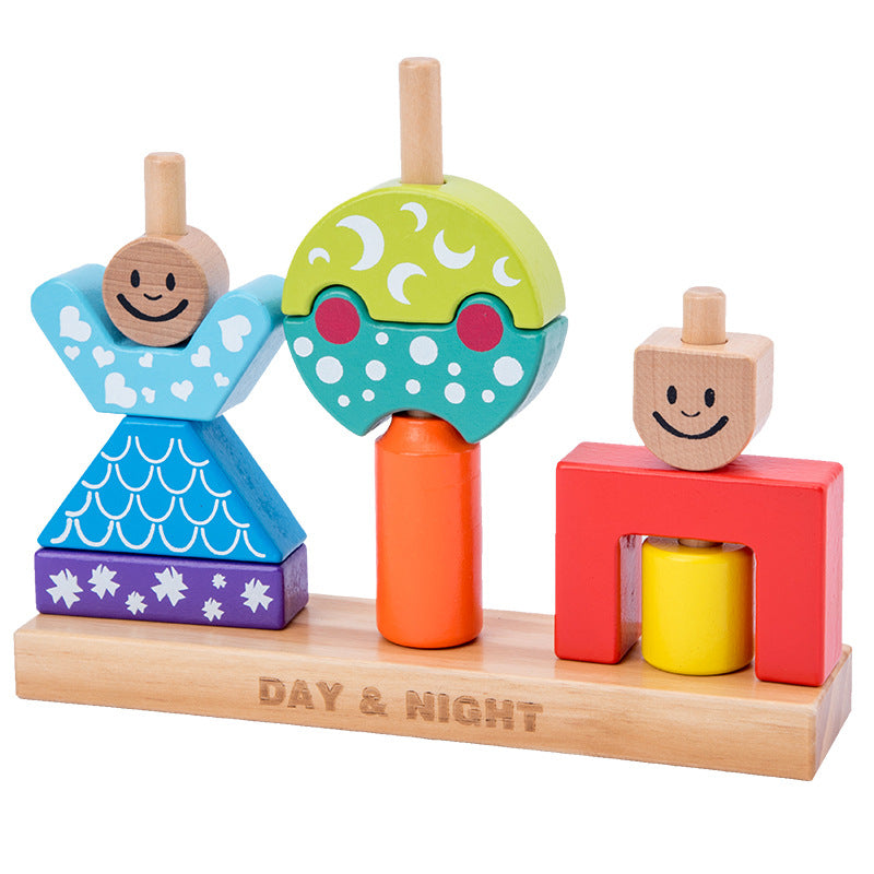 Magic Box Day And Night Children's Educational Creative Piecing Wooden Building Blocks Baby Early Education Toys