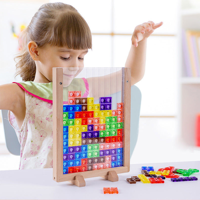 Wooden 3D Tetris Jigsaw Puzzle 0.56 Children's Early Education Educational Toys Thinking Game Blocks