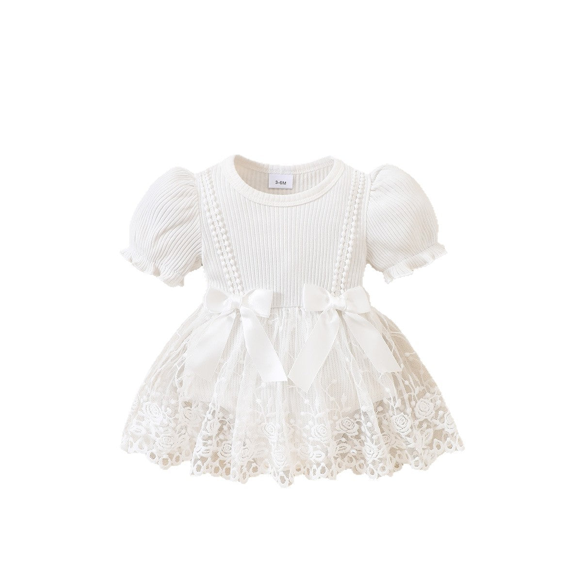 Cotton Knit Baby Romper with Ruffle Hem, Short SleeveBreathable Mesh Fabric, Summer Outfit for Infants and Toddlers