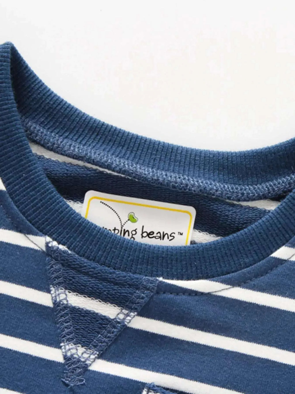 Dark blue striped children's t-shirt with crew neckline