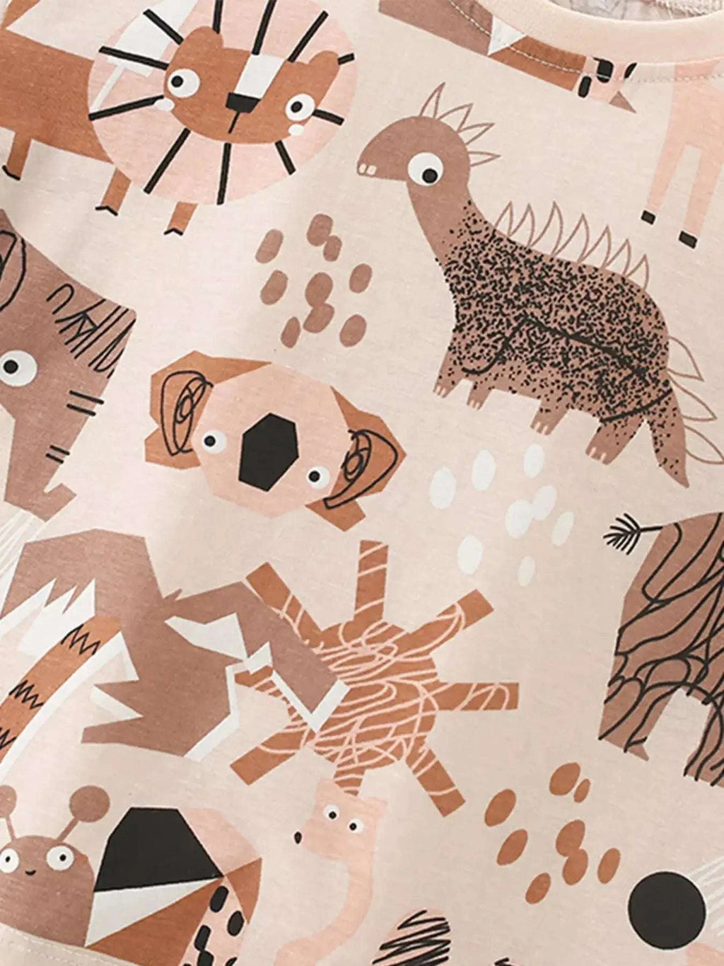 Children's animal print tee with safari characters on light background
