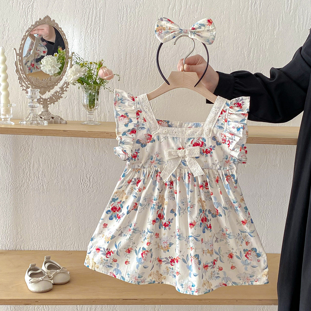 Baby Clothes Summer Baby Full Moon Romper Short Sleeve Sweet Print Princess Dress Stylish Sisters Outfit
