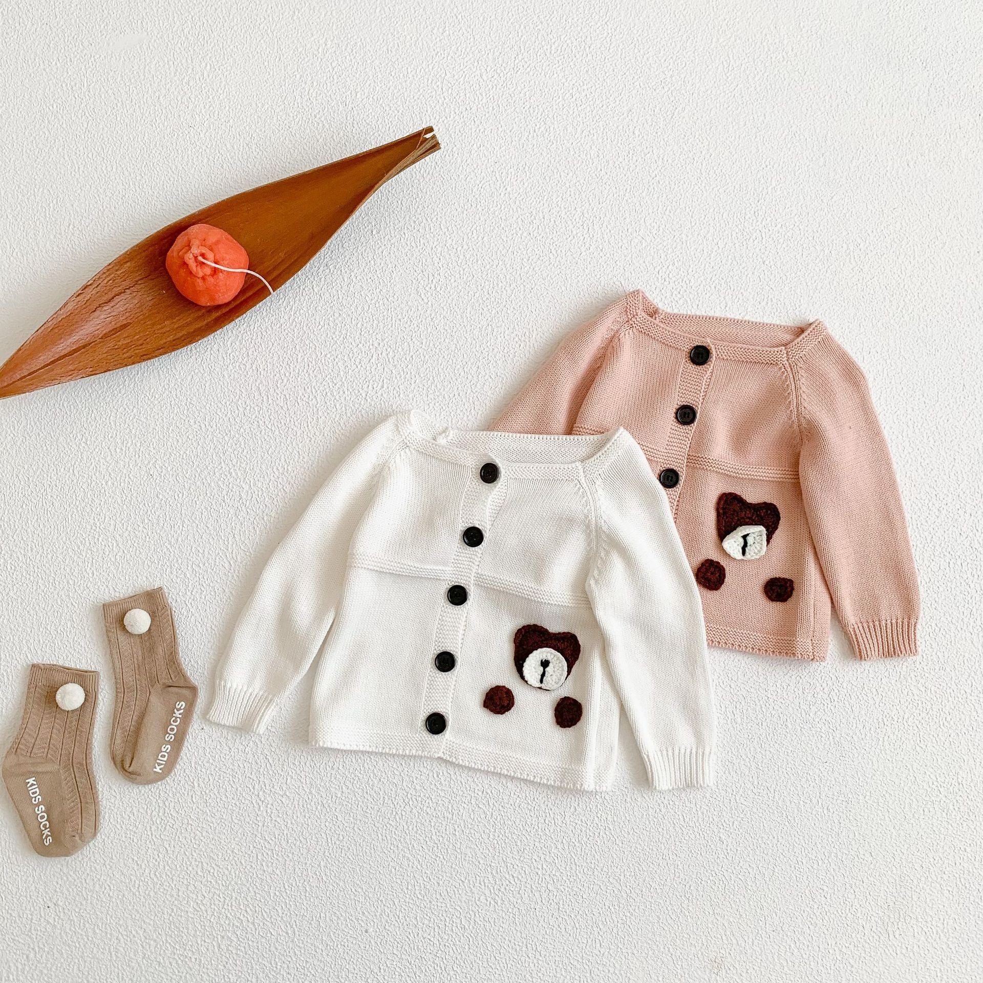 Winter  Baby Boy Girl Knit Bear Cardigan Baby Sweater Coat Long Sleeve Infant Top