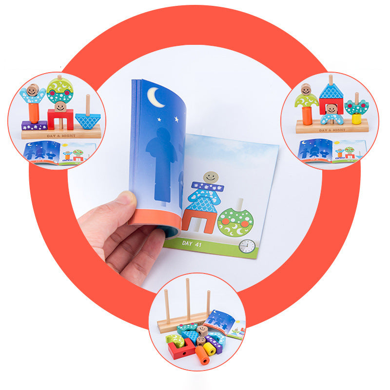 Magic Box Day And Night Children's Educational Creative Piecing Wooden Building Blocks Baby Early Education Toys