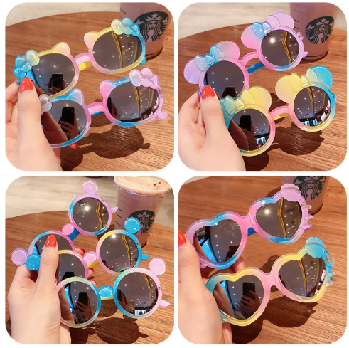 Cute Leopard Double Color Cartoon Shape Round Sunglasses Kids Vintage Sunglasses UV400 Protection Classic