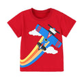Plane Print Short Sleeve Round Neck Kids T-shirt
