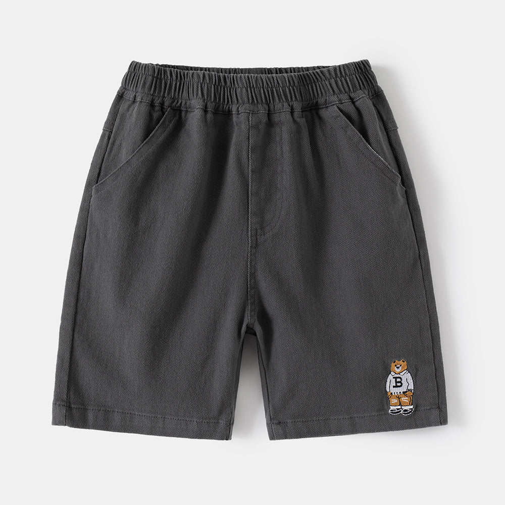 Boy's Summer Casual Shorts with Cartoon Embroidery for Kids and Toddlers