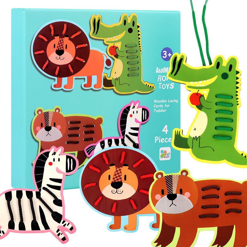 Cartoon Large Animal Fruit Threading Board Children's Early Education Exercise Baby's Fingers Flexible Concentration Educational Toys