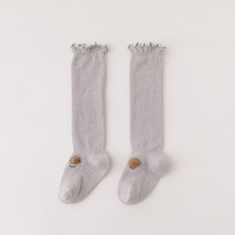 Winter Cat Coral Plush Thickened Baby Socks for Men and Women Class A Newborn Knee Length Lace Loose Mouth Baby Socks