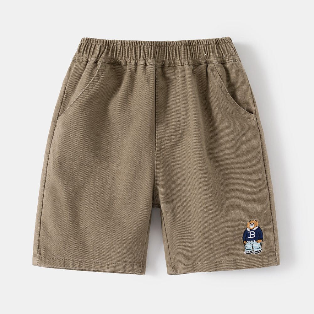 Boy's Summer Casual Shorts with Cartoon Embroidery for Kids and Toddlers