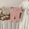Cute Butterfly Knot Knit Pants for Baby Girls, Spring New Style, Forked Cuff Design, Fashionable and Versatile