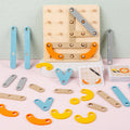 Children's Educational Creative Nail Board Game Puzzle Geometric Shape Graphic Tangram 1-3 Years Old Wooden Early Education Toys
