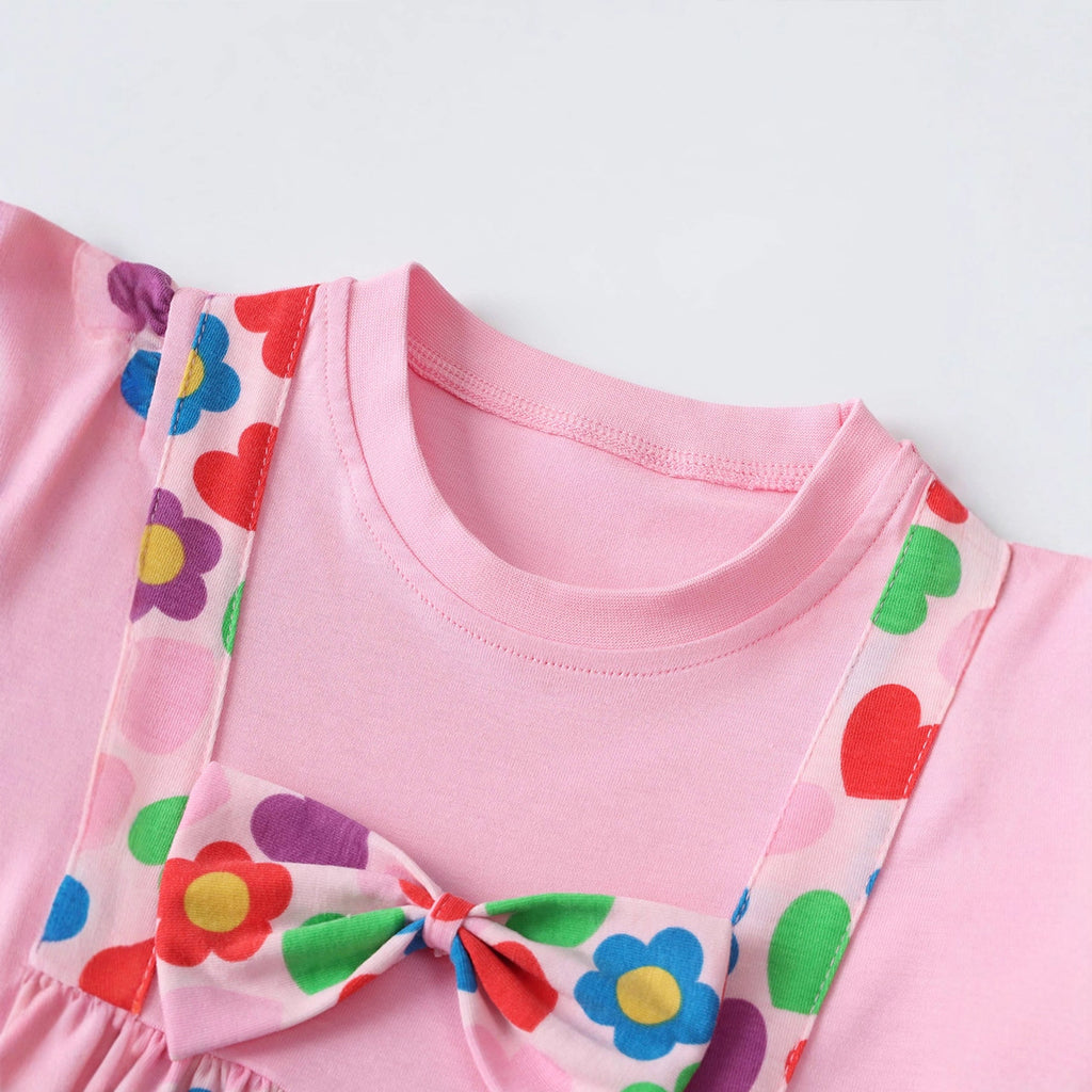 Children's Butterfly Knot Long Sleeve Princess Dress Floral Kids