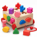 Pulling a 15 hole car intelligence box for children aged 0-3, shape matching of educational toys, baby color recognition building blocks