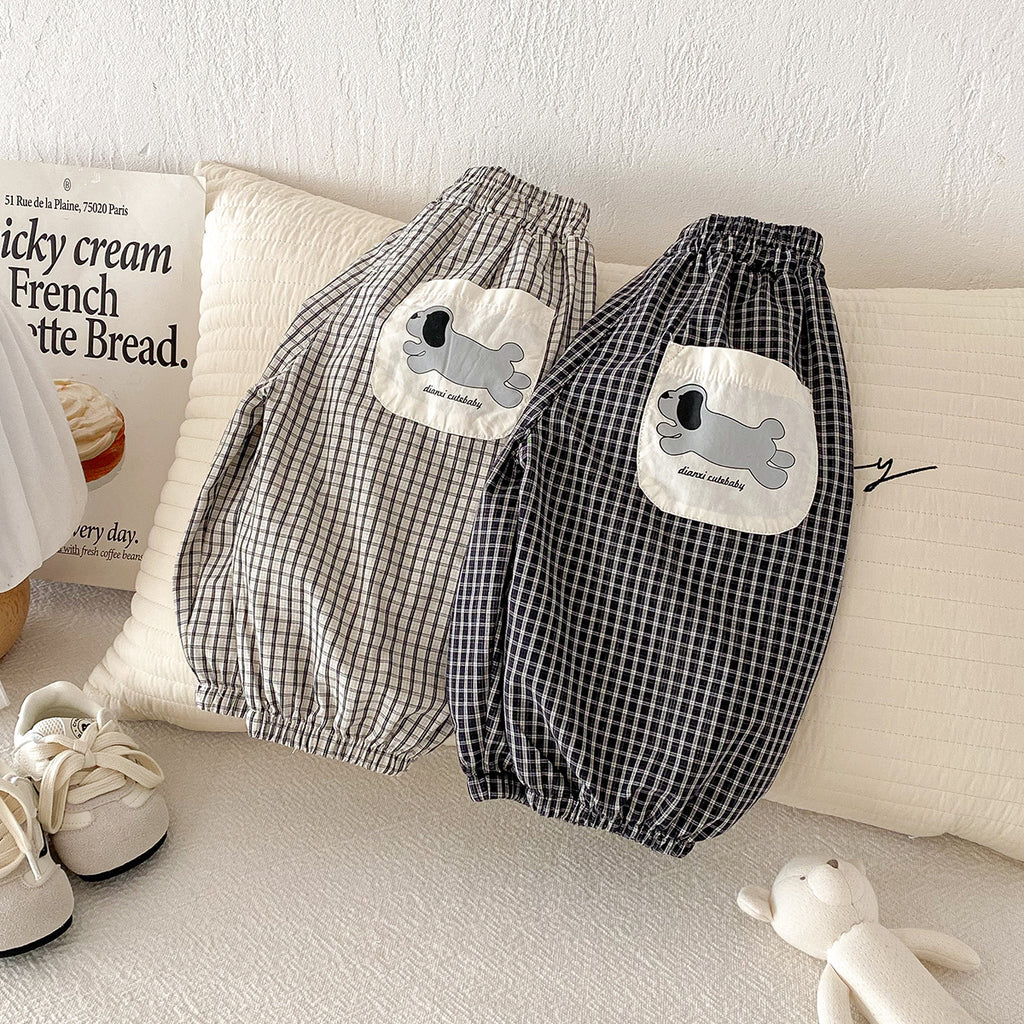 Infant and Toddler Summer Pants, Stylish Plaid Design, Lightweight, Loose Fit, Mosquito-Proof, Casual Cuffed Pants