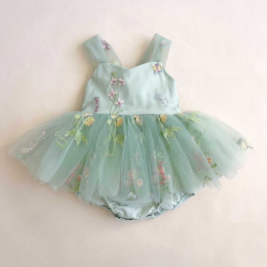 Summer women's treasure mesh camisole jumpsuit cute embroidered princess skirt baby one year old outfit