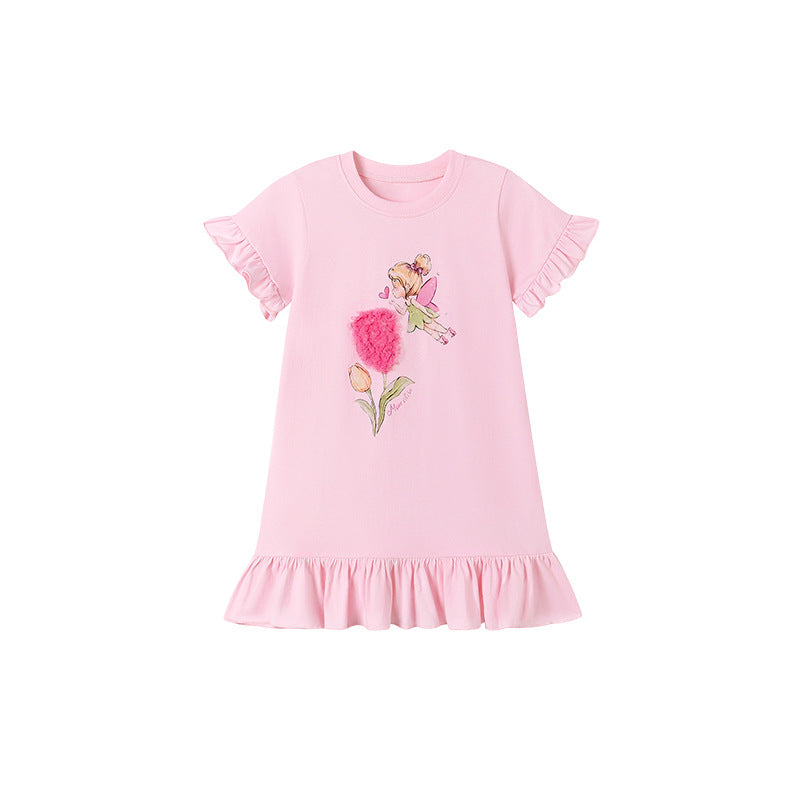 Kids' Summer Short Sleeve Cotton Dress for Girls