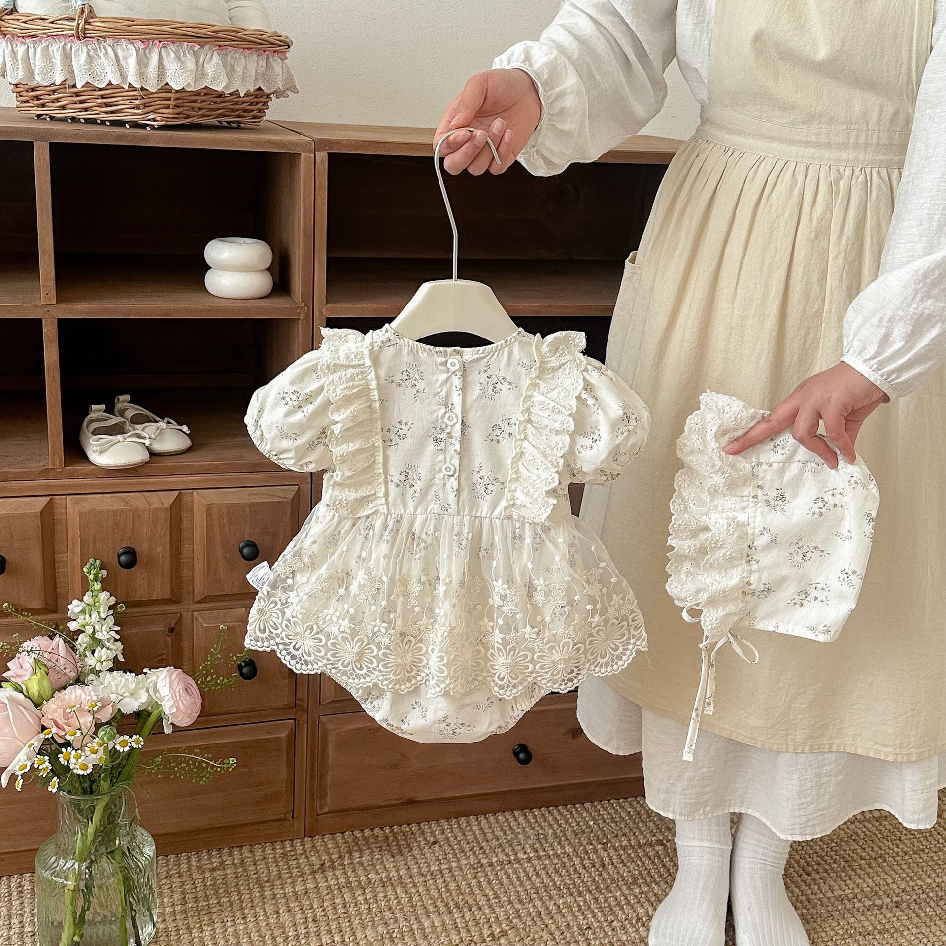 Baby Summer A-Class Clothes Girl Baby Romper Thin Lace Floral Princess Dress Newborn Bodysuit Cotton