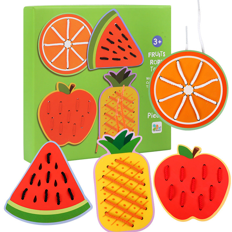 Cartoon Large Animal Fruit Threading Board Children's Early Education Exercise Baby's Fingers Flexible Concentration Educational Toys