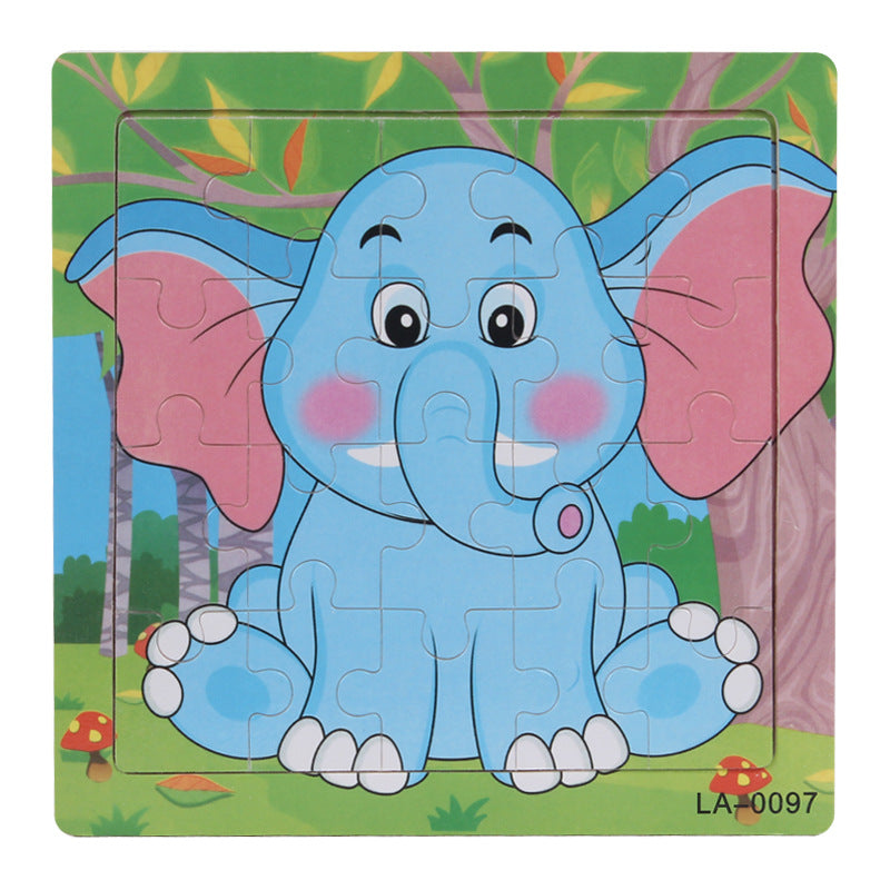 Wooden puzzle, children's animal puzzle, educational cartoon, flat puzzle toy for early childhood education