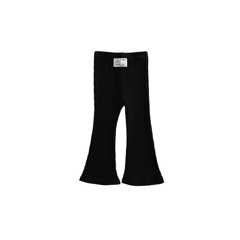 FashionableGirls' Flared Pants Solid ColorStretchy Bottoms for Kids