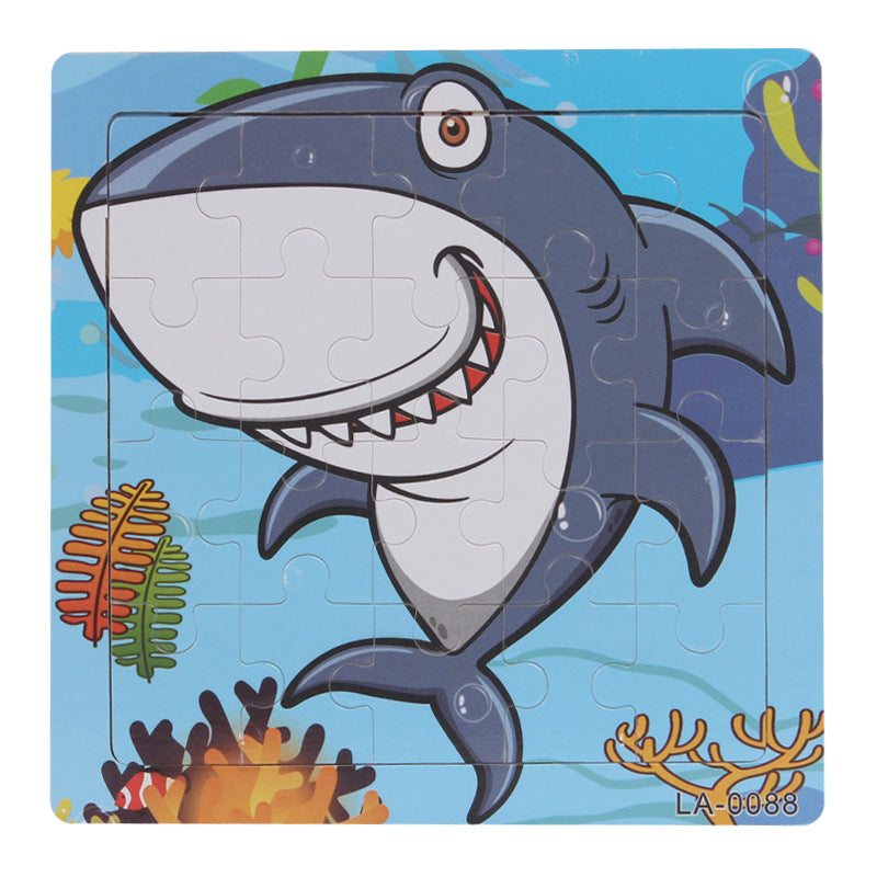Wooden puzzle, children's animal puzzle, educational cartoon, flat puzzle toy for early childhood education