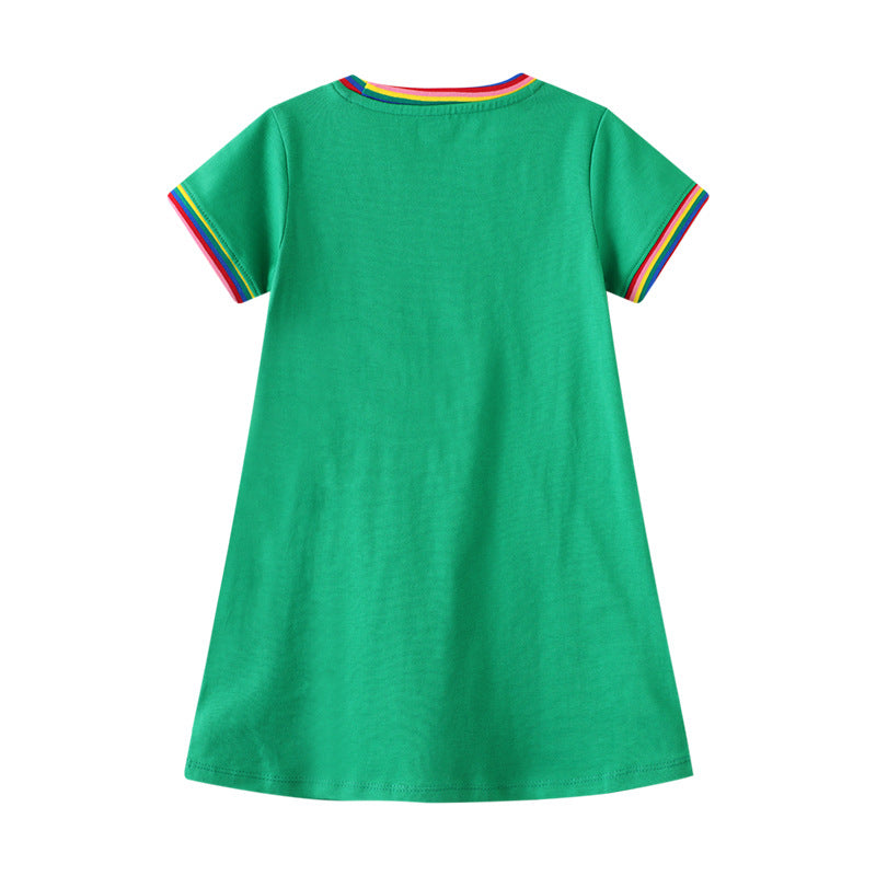 Fashion Knitted Dress for Girls, Short Sleeve Princess Dress for Toddlers and Kids