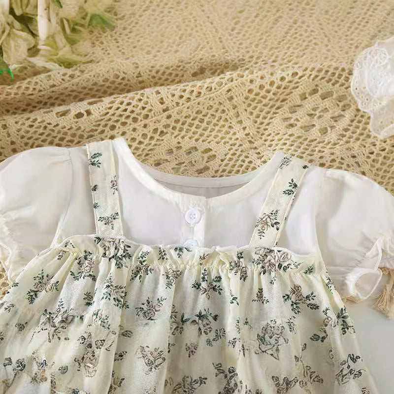 Baby Summer Clothes Girls Princess Cute Thin Summer Romper Printed Short Sleeve Trendy Baby Onesie Diaper Cover