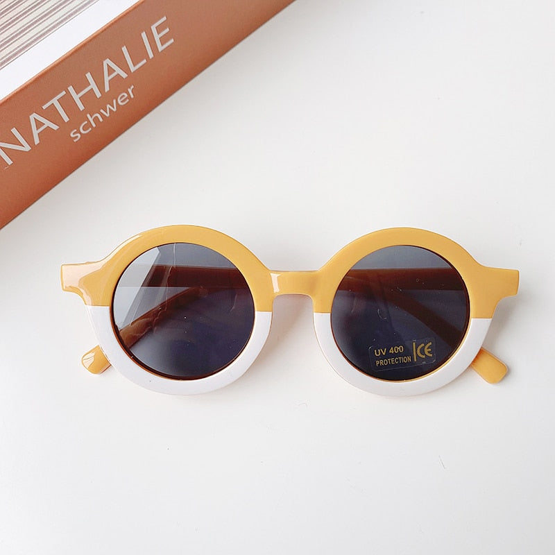 Children Boy Girl Cute Leopard Double Color Cartoon Bear Shape Round Sunglasses Kids Vintage Sunglasses UV400 Protection Classic