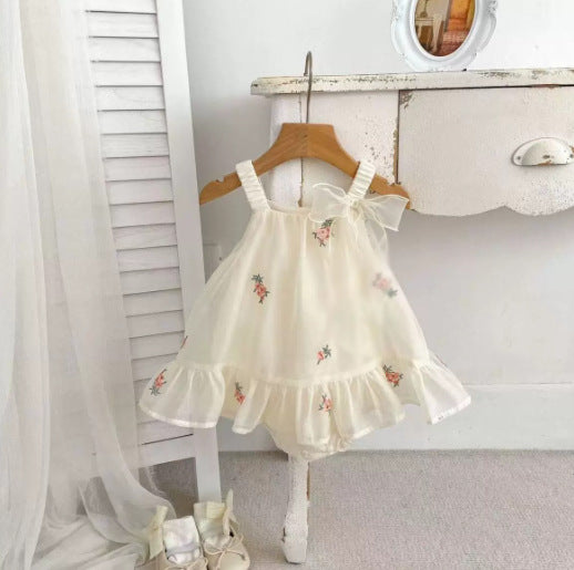 Summer Romper Dress Onesie Lightweight Baby Bodysuit Crawling Outfit for 100-Day Baby