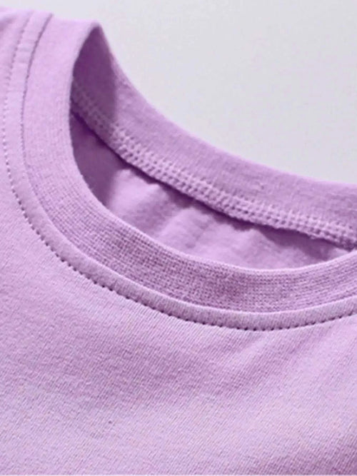 Children's lavender crew-neck T-shirt with short sleeves