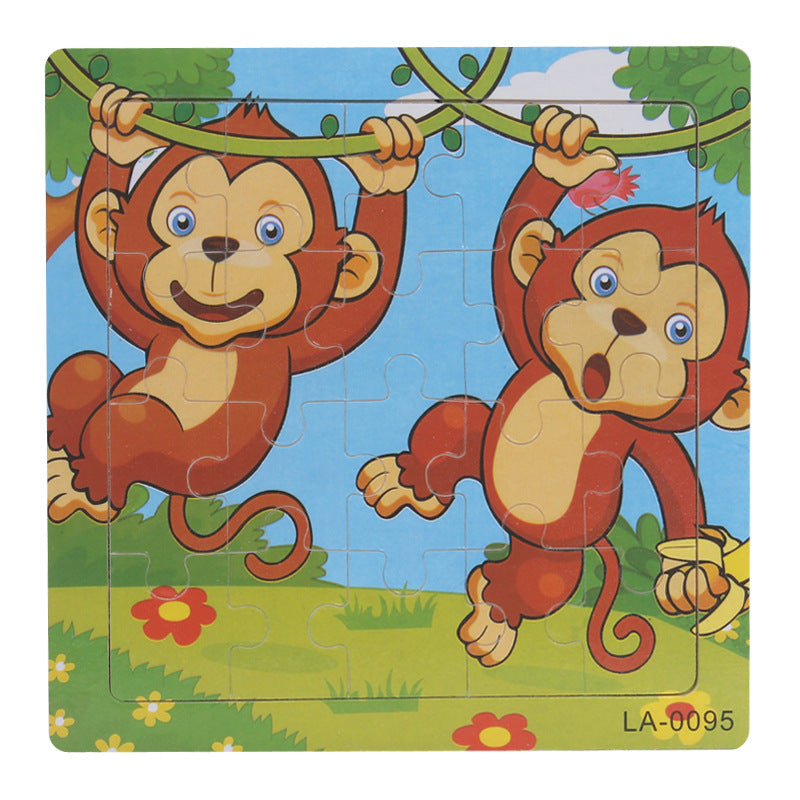 Wooden puzzle, children's animal puzzle, educational cartoon, flat puzzle toy for early childhood education
