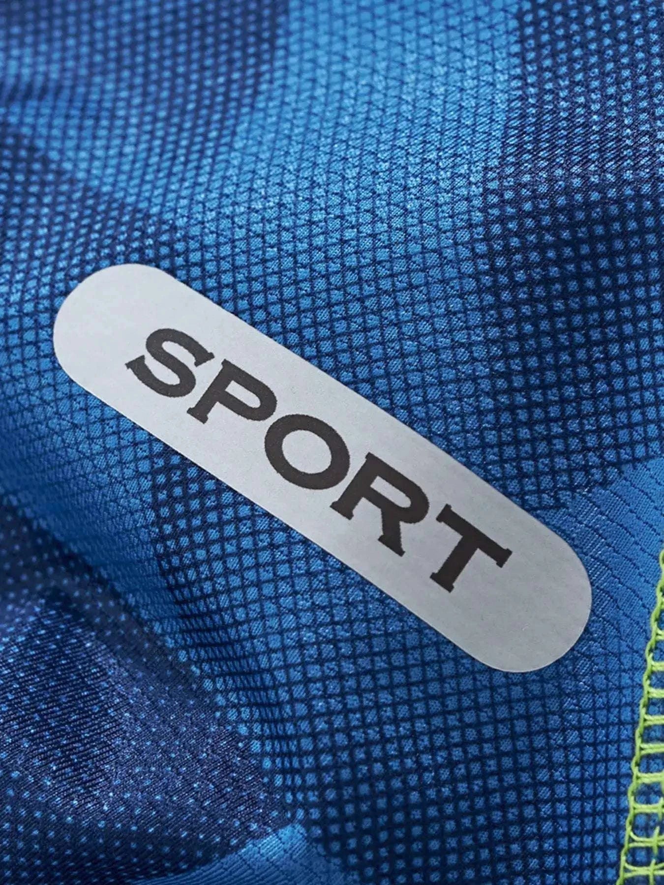 Kids dark blue sport set shorts waistband with 'SPORT' label