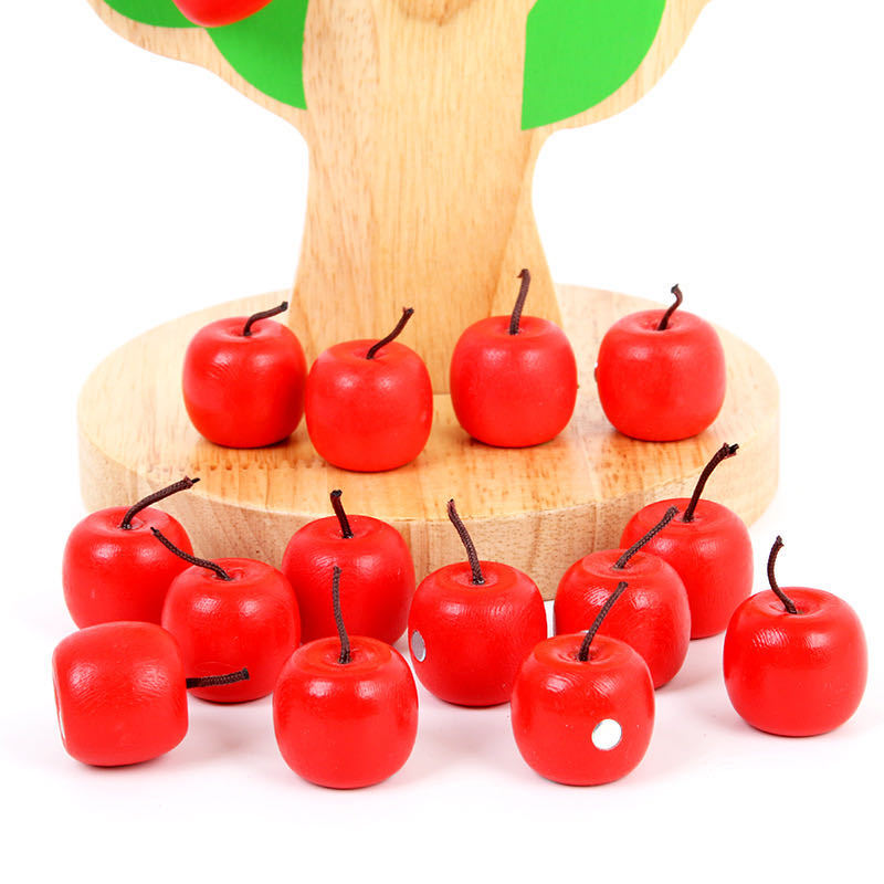 Magnetic Apple Tree Baby Wooden Apple Picking Educational Toys Early Education Intelligence Teaching Aids