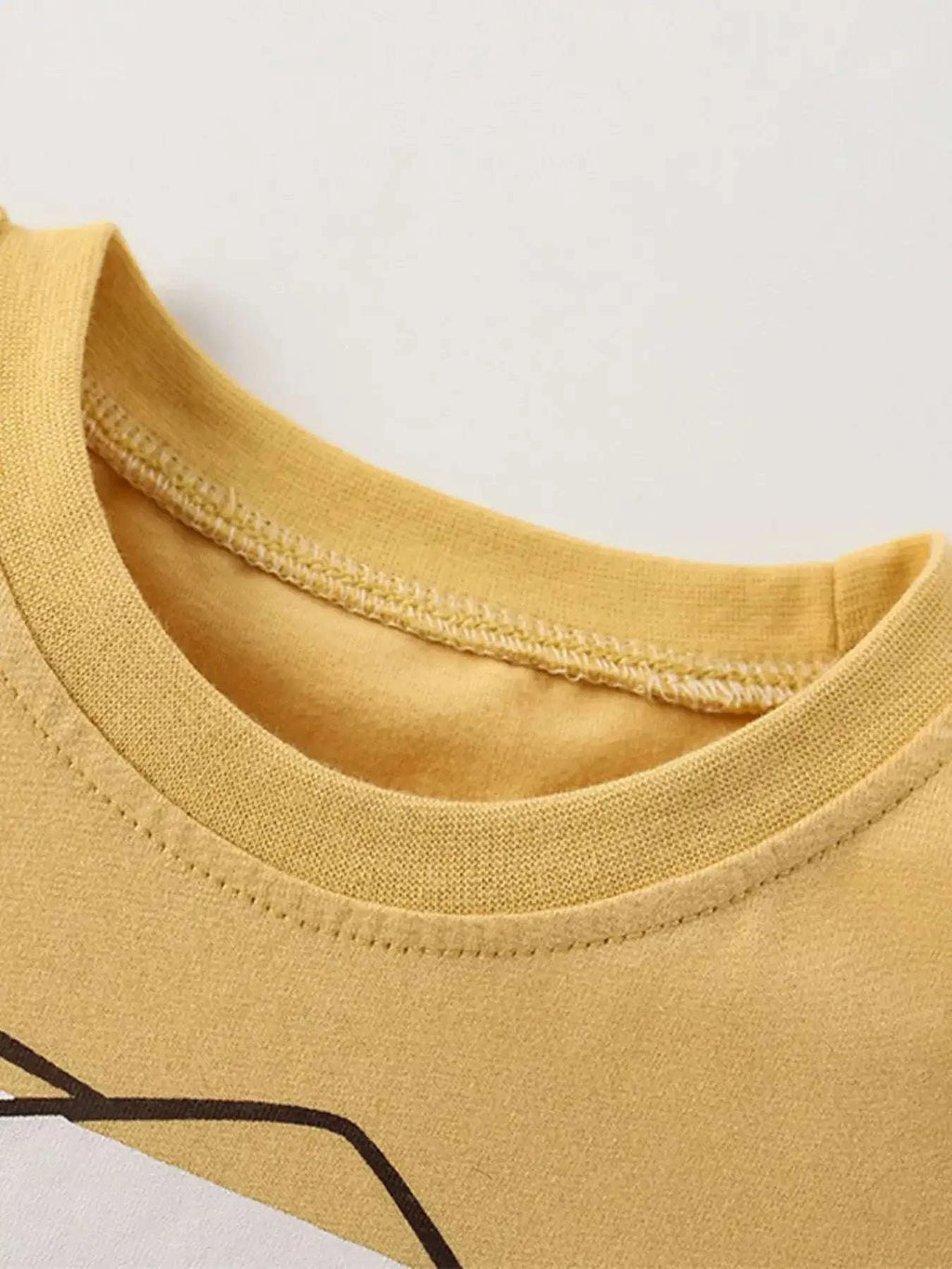Gold kids short-sleeve T-shirt with ribbed crew neck and stitched collar